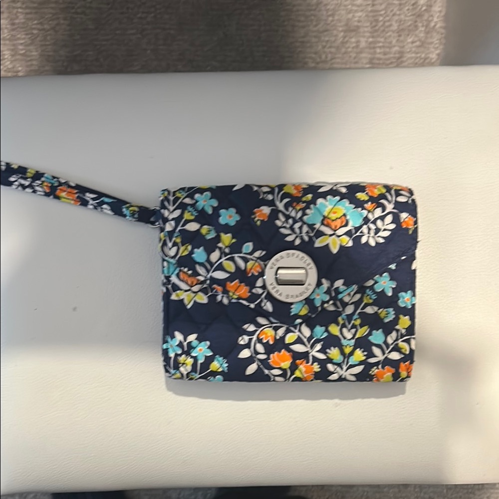 Vera Bradley Blue Floral Wristlet with Structured Design